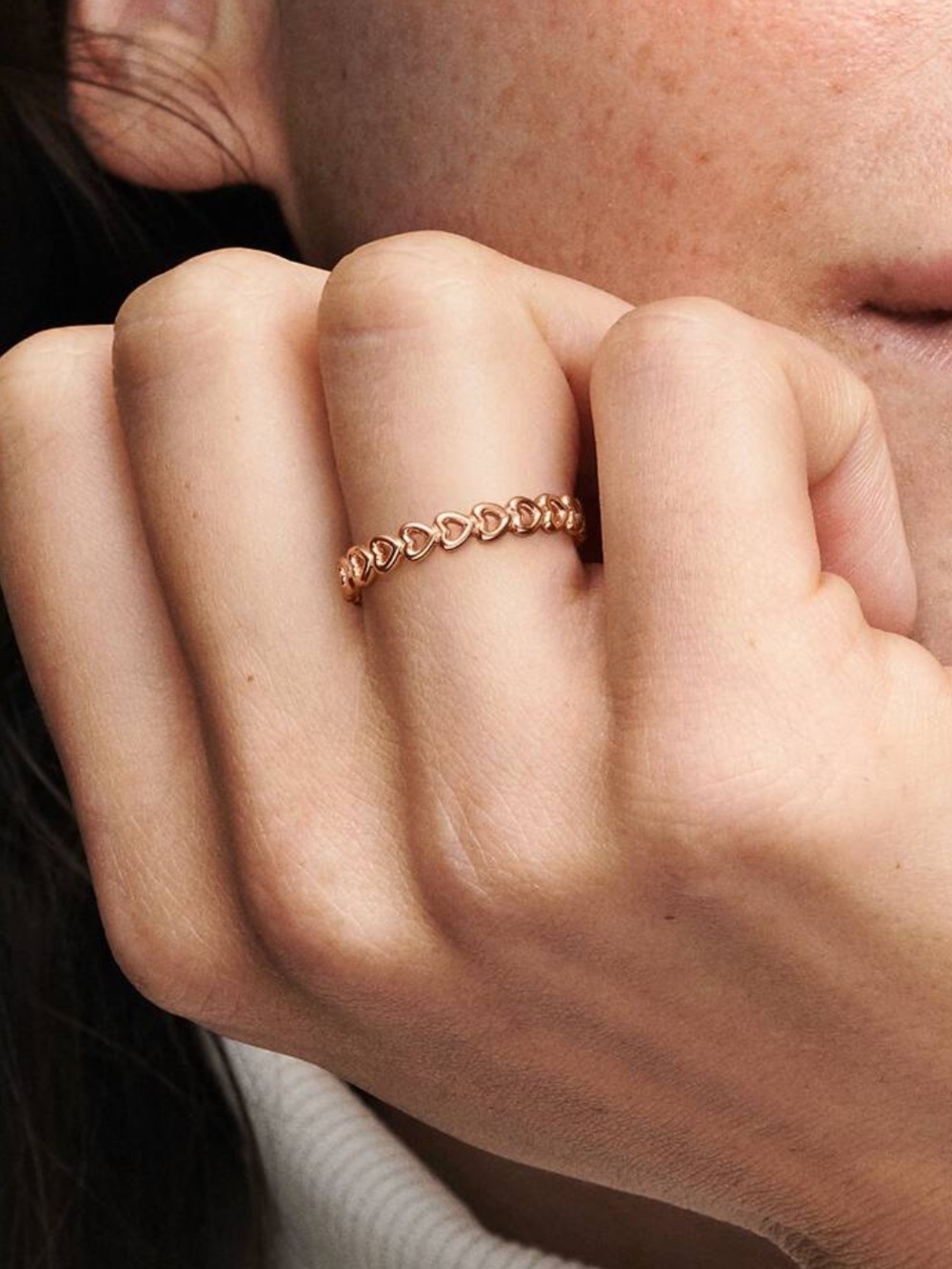 Pandora Band of Hearts Ring - Rose Gold
